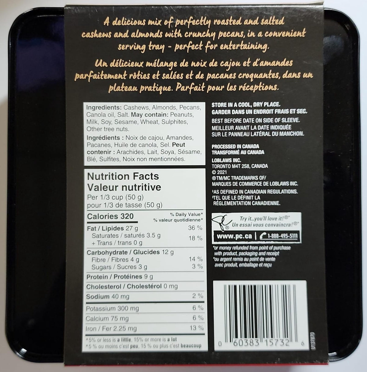 PRESIDENT CHOICE Pc Deluxe Mixed Nuts 285G