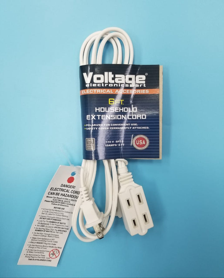 VOLTAGE Extension Cord 6FT/IN White 2 Pin