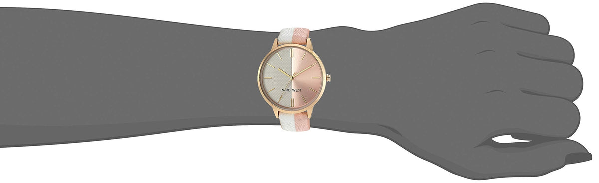 NINE WEST Watch Women's Accented Leather Strap NW/2440WTLP