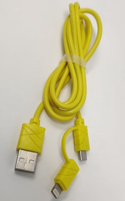 GENERIC USB Cable Micro + Lighting Iphone Data Quick Charge Fast 2IN1 / Yellow / White / Yellow / White