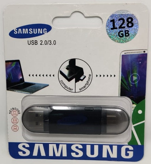 GENERIC Computer Flash Drive 128GB USB 2.0/3.0 USB & Micro USB Ports Black