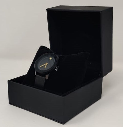 GENERIC Watch Fashion Women Black with Black Leather Smooth Strap
