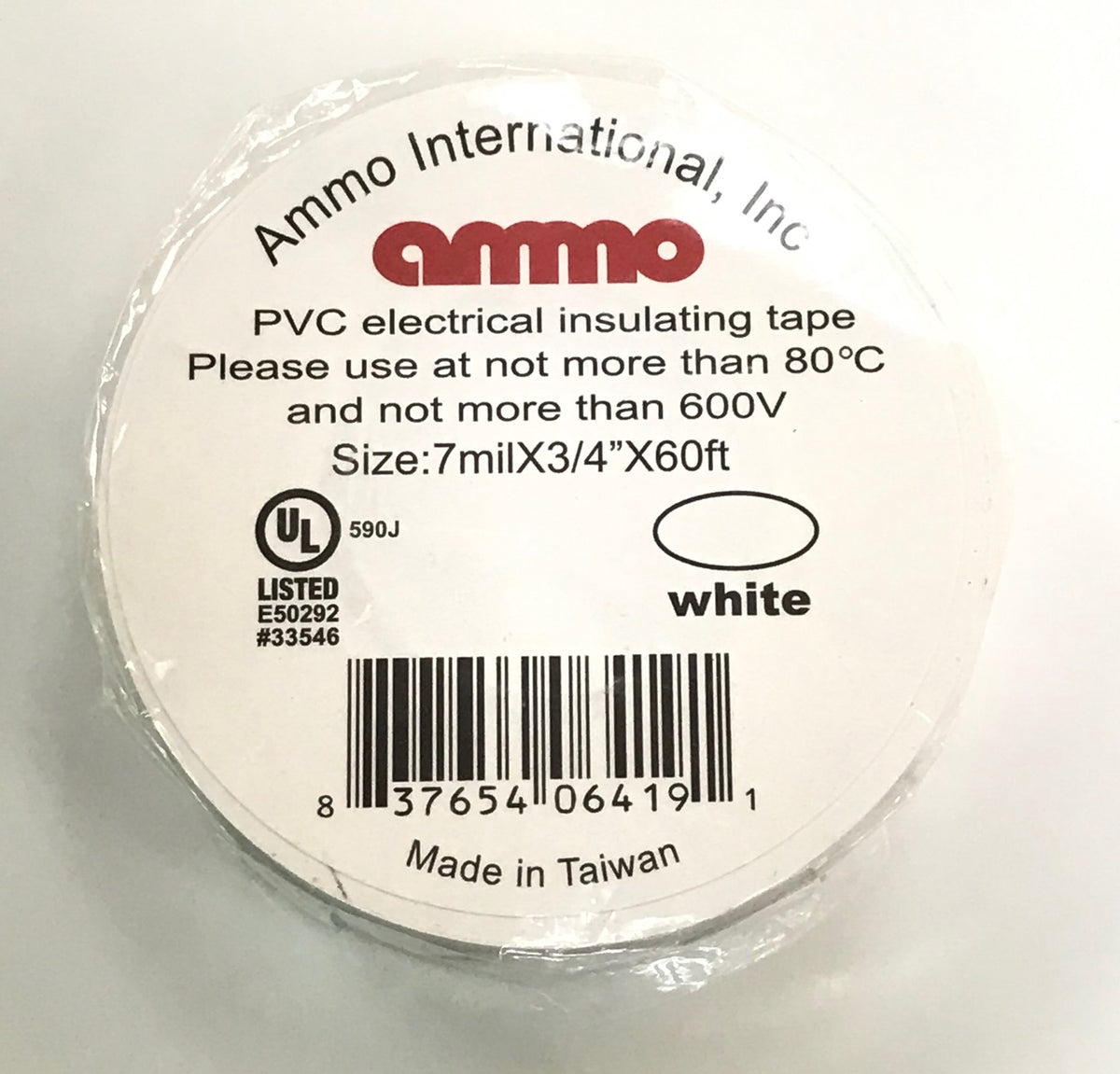 AMMO Tape Insulation PVC White 3/4" X 60FT