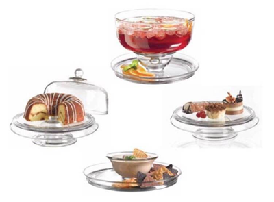 ANCHOR HOCKING Cake Stand Glass Anchor 2PC 4-IN-1 CI96841L16