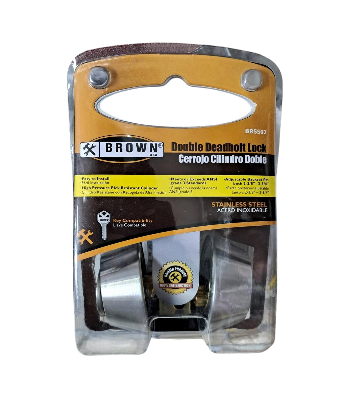 BROWN USA Lock Deadbolt Double #BRSS02 Nickle