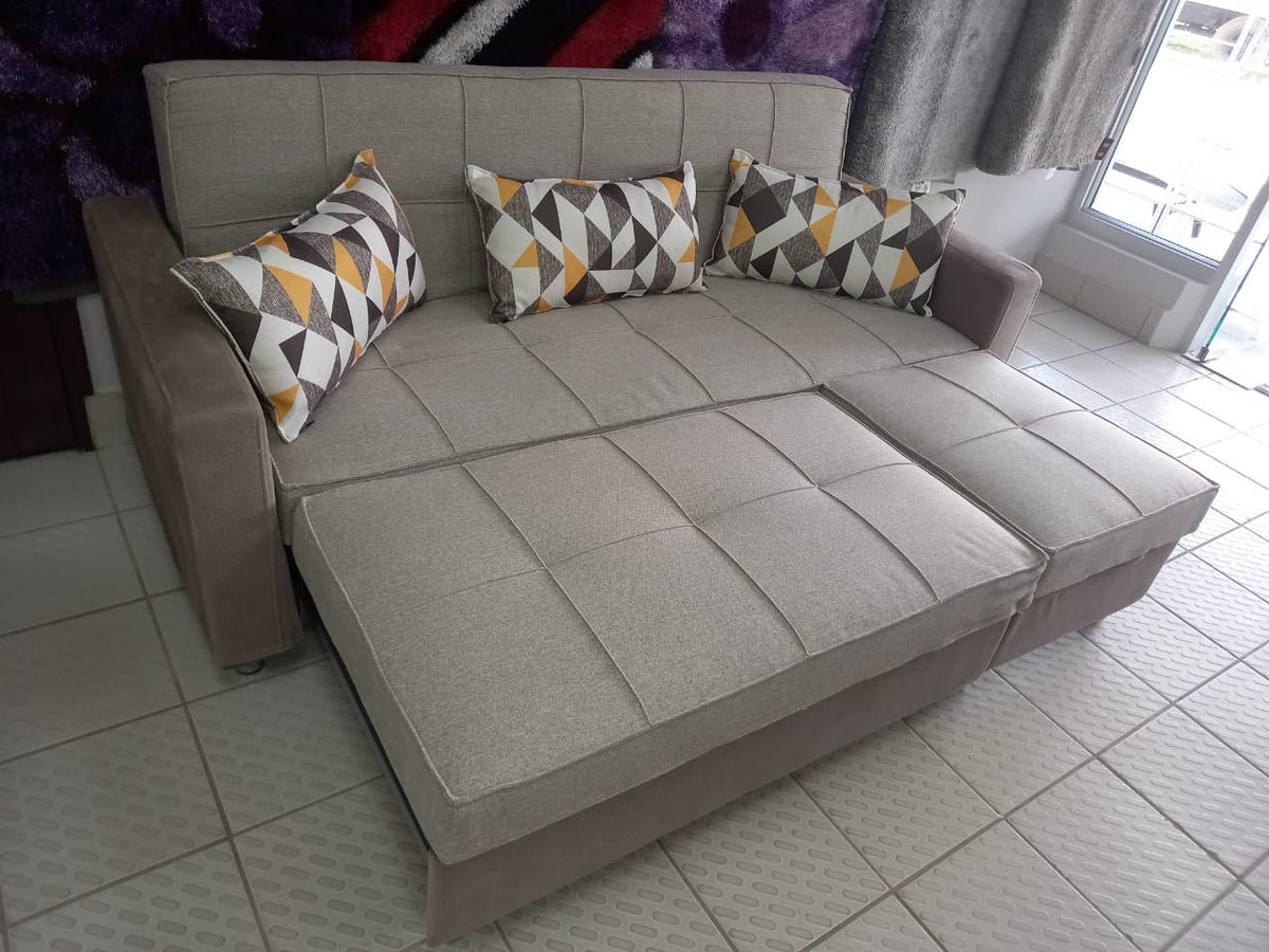 Sofa Bed with Pillows Two Tone Brown