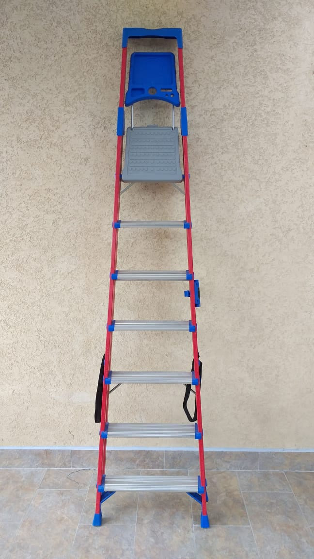 Ladder 6 Step Fiberglass 04-FR-15074 Red & Blue