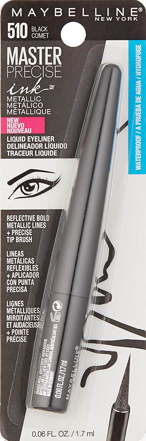 MAYBELLINE NEW YORK Makeup Eyeliner Master Precise Ink Metallic Liquid Liner, Black Comet, 0.06 Fluid Ounce
