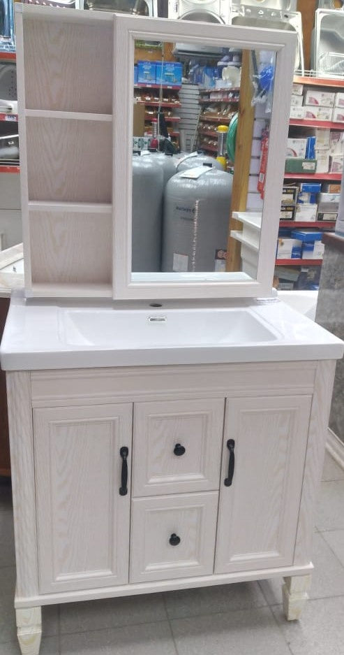 Bathroom Cabinet #9350-80 with Sink and Mirror 80X48X64 CM