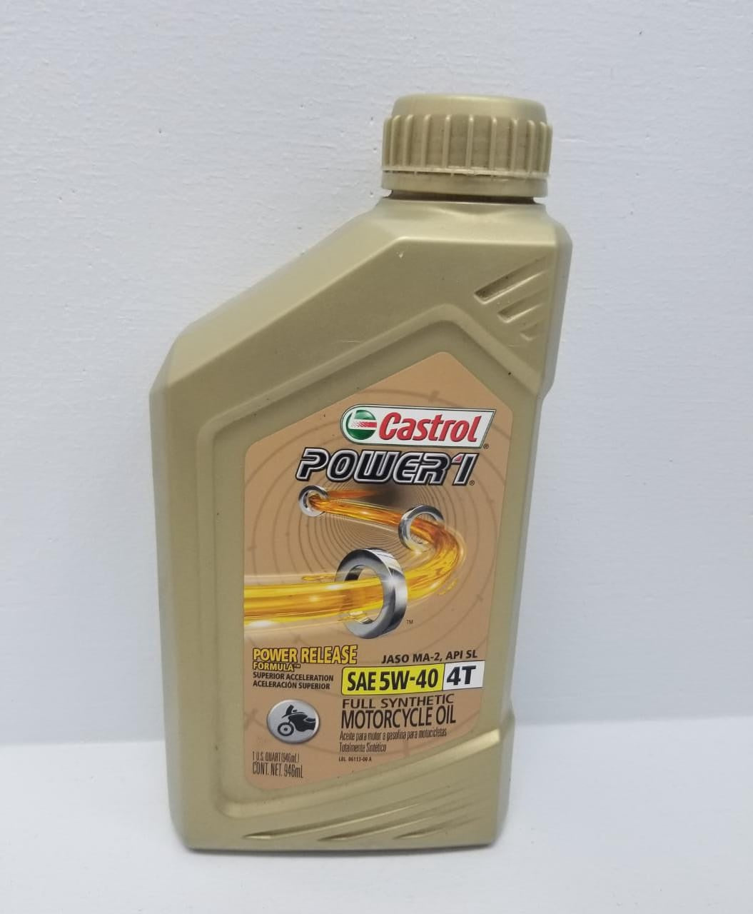 CASTROL Oil SAE5W-40 4T Synthetic 1 Qts Power 1 Motorcycle