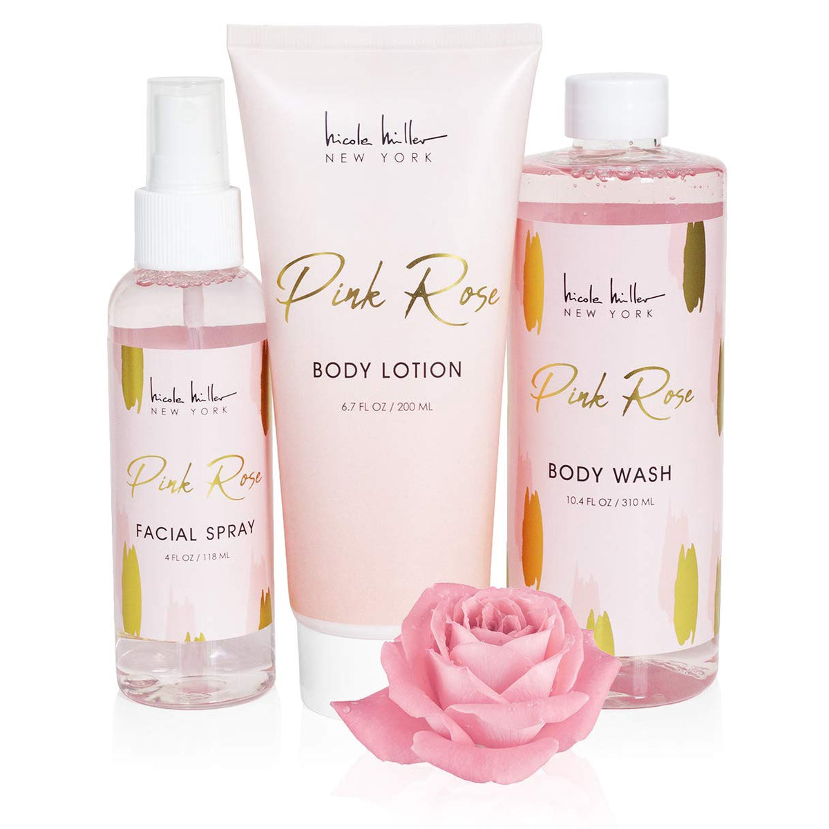 NICOLE MILLER Gift Set 3 Pc Pink Rose Body Care Set