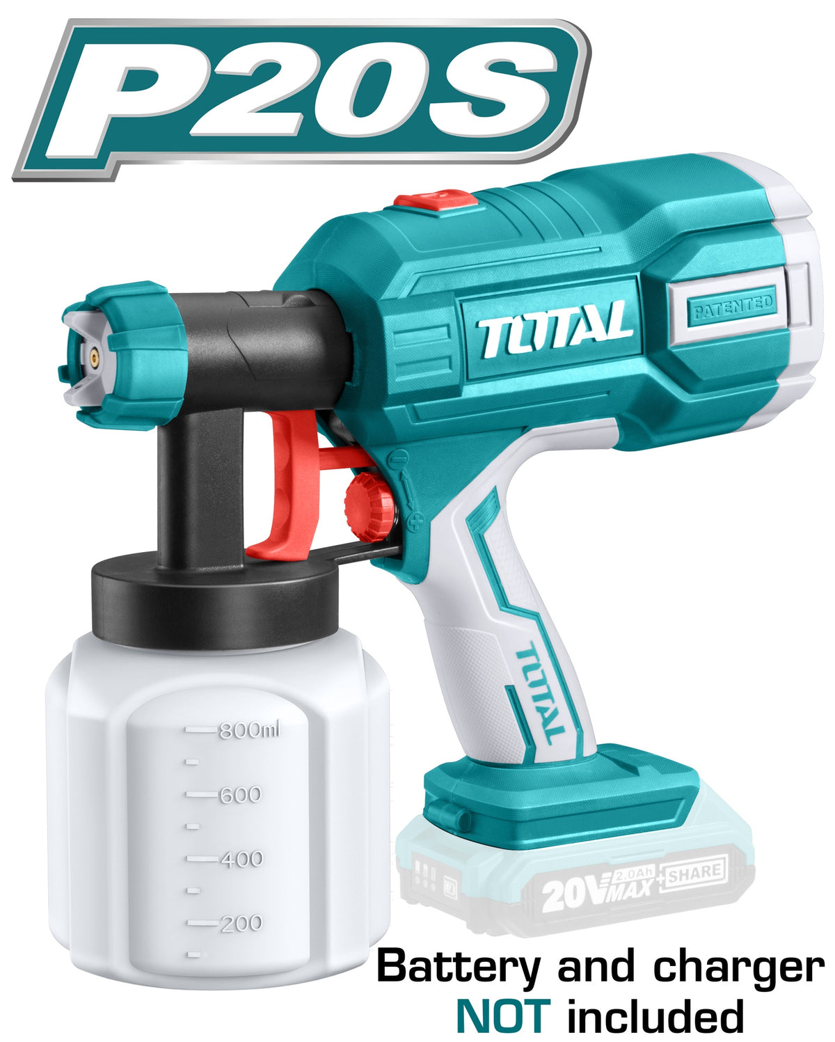 TOTAL Spray Gun 20V TSGLI2001 LITHIUM-ION