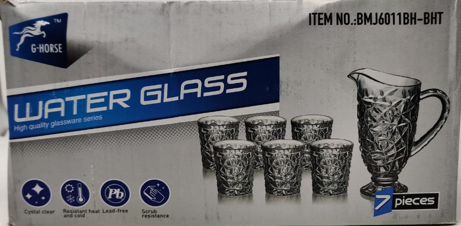 Glass Water Set 7PCS Clear G-HORSE GLASS-25 BMJ6011BH-BHT