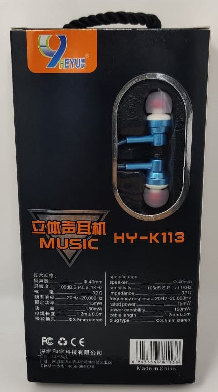 HEYU Earphones with Mic HY-K113