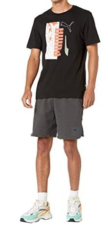 PUMA Men T-SHIRT Black Orange & White Print