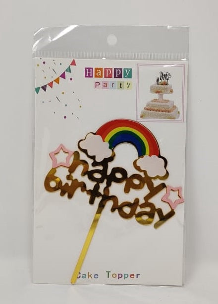 Party Cake Topper Happy Birthday Rainbow YS11