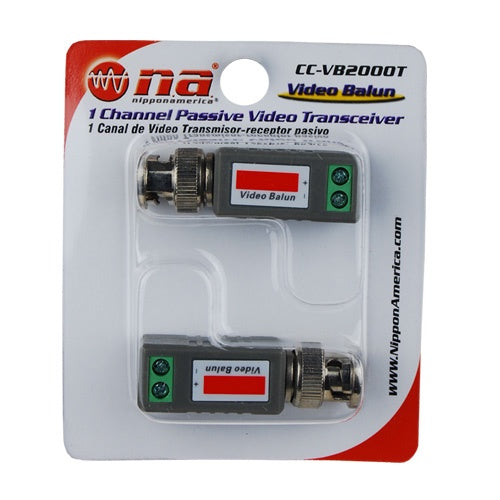 NIPPON AMERICA Plug Bnc Male 2 Screw Connector CC-VB2000T Video Balun Via Utp CAT5/6 2PCS Pack Adaptor Na