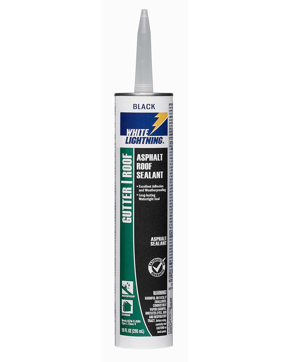 WHITE LIGHTNING Silicone Asphalt ROOF/GUTTER Sealant 10 OZ B