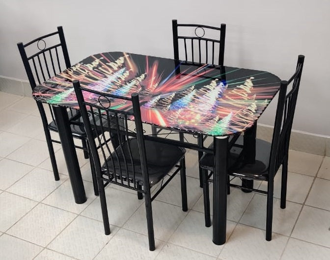 Glass Dining Table with 4 Chair Set H523