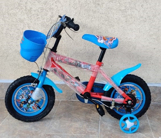 Bicycle 12" 668 Paw Patrol W/PLASTIC Basket Red & Blue