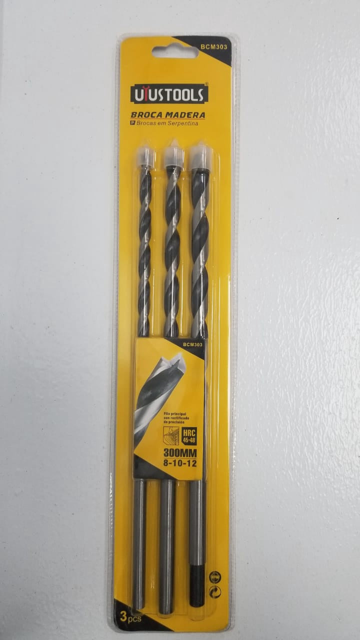 USTOOLS Auger Bit Set 3PCS BCM303 300MM Wood