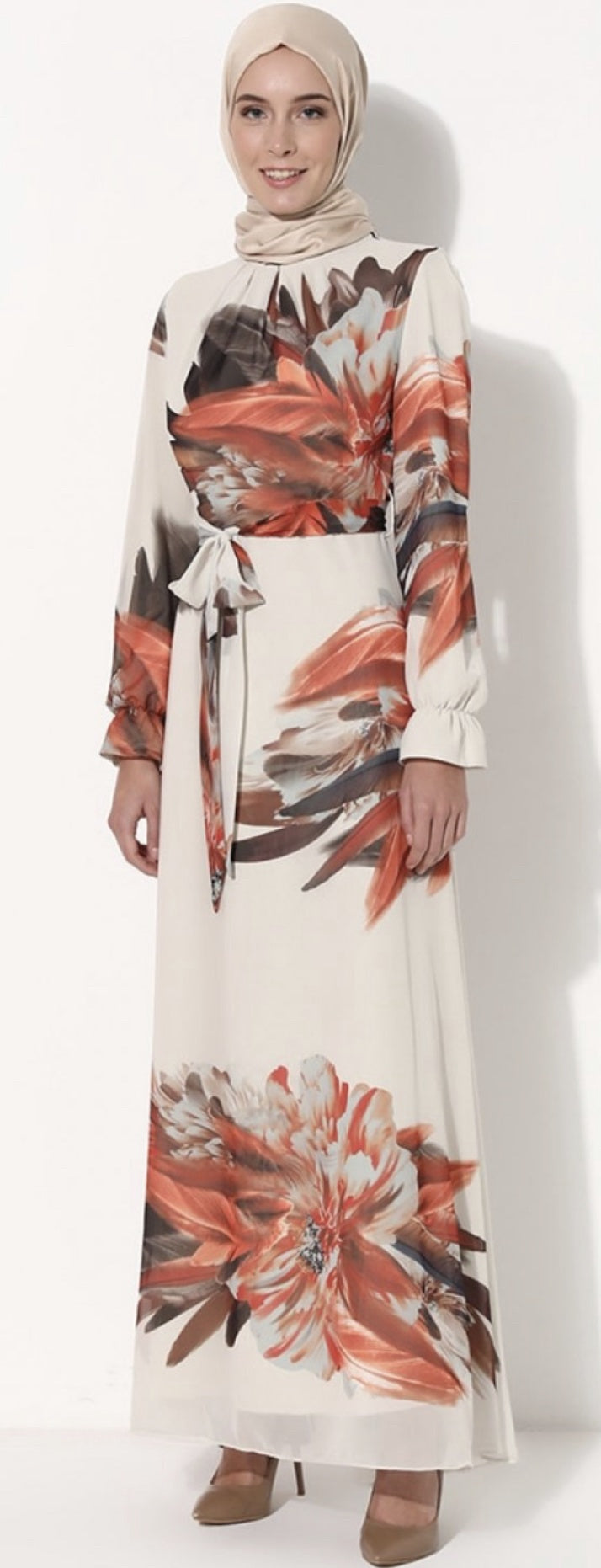 ZIWOMAN Dress Floral Cream Orange