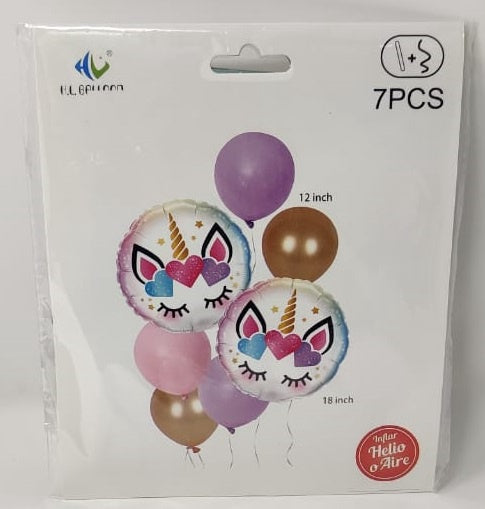 Party Balloons 7PCS 12" & 18" Pack Inflar Helio O Aire HL-154 H.l.