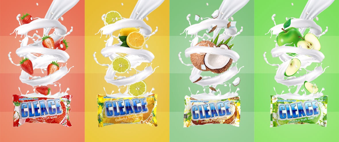CLEACE Soap Antibacterial Colorful Fruit Soap 90G