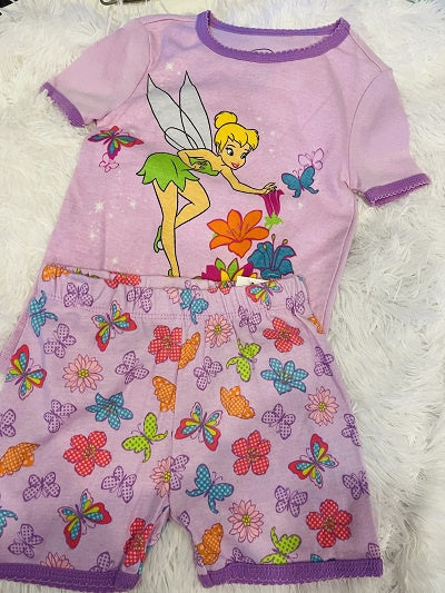 DISNEY Kids Pj Girls Shorts Set Tinkerbelle Size 4