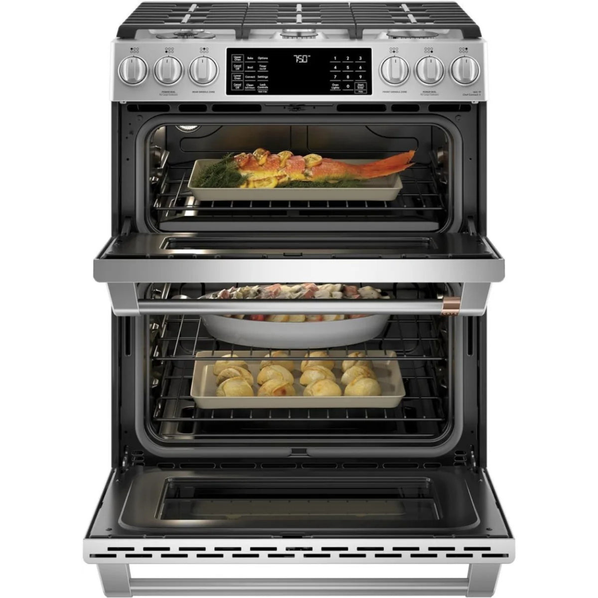 GE Stove 6 Burner Mabe 30" Cafe CGS750P2MS1 Double Oven