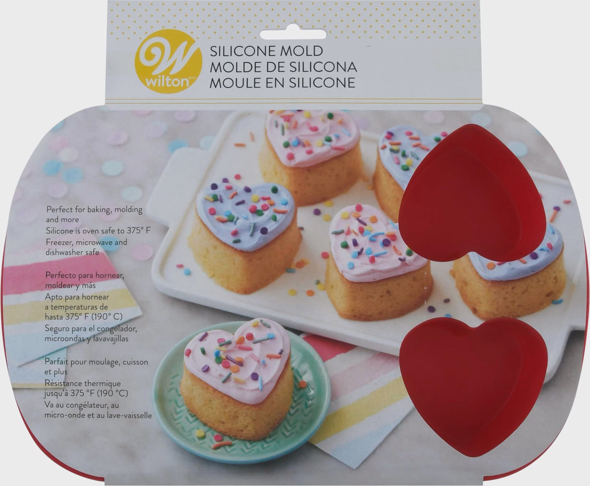 WILTON Baking Silicone Mold Heart 6 Cavity 2105-4824