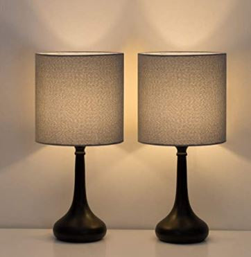 HAITRAL Table Lamp Small Set of 2 Modern Black OFFICE/BEDROOM/LIVING Room (HT-TH85-02X2)