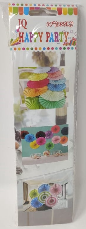 Party Paper Fan 14" 35CM Colored 03SH Sold Each / White