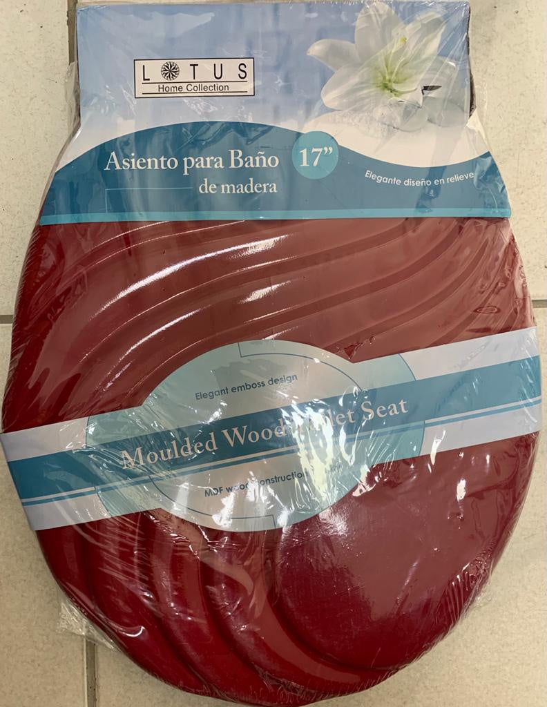 LOTUS Toilet Seat Wood #LT-7055BR W/WAVE Burg