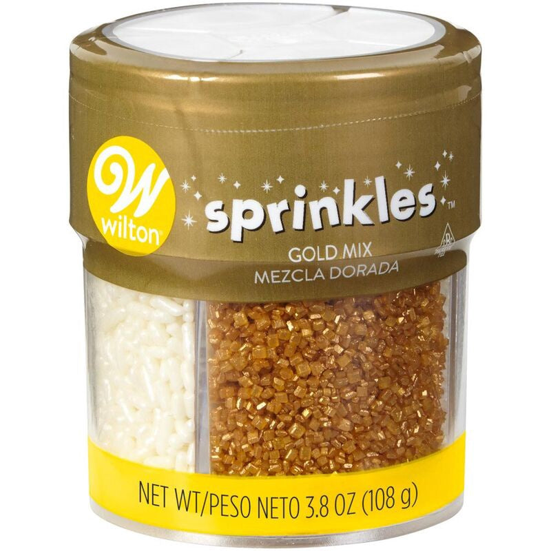 WILTON Baking Sprinkles Gold Mix 4 Cell 710-5337 3.8OZ 108G