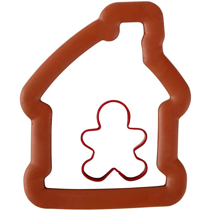 WILTON Baking Cookie Cutter Large Gingerbread House & Mini Man 2PCS COMFORT-GRIP 2310-602