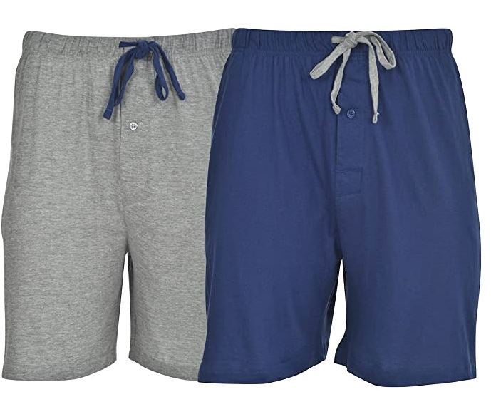 HANES Men Shorts 2PACK Knit Grey & Blue