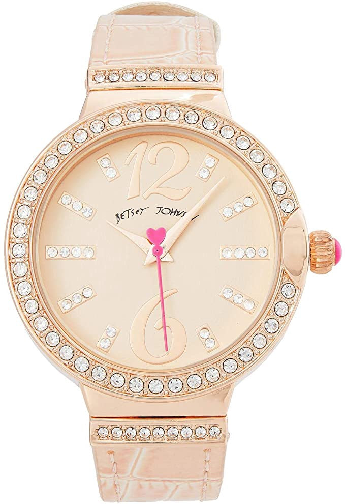 BETSEY JOHNSON Watch Pastel Pink Crocodile Strap