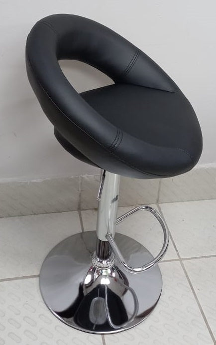 Bar Stool 311003 with Back Rest Black Leather