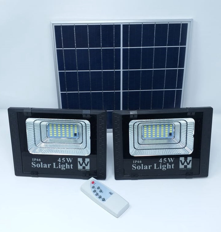 Lamp LED Solar Flood 2PCS 45W Lamp + 1 Solar Panel IP66 W