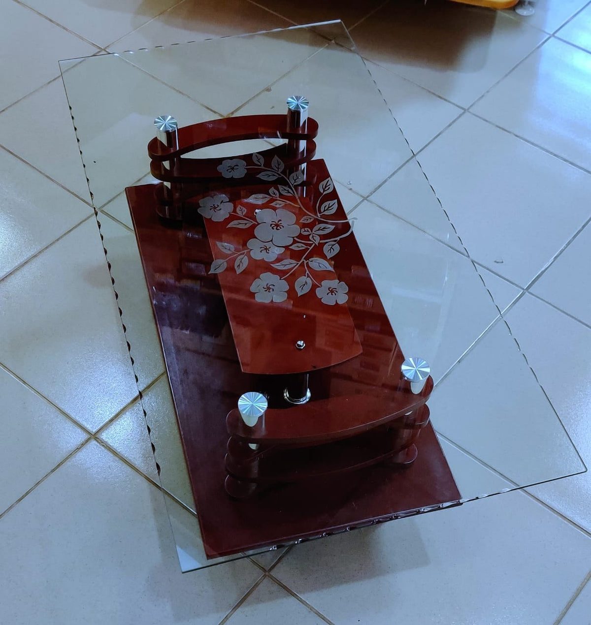Glass Table Wood Brown & Glass Design AB84
