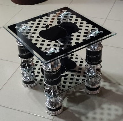 Glass Table Square Black & Silver