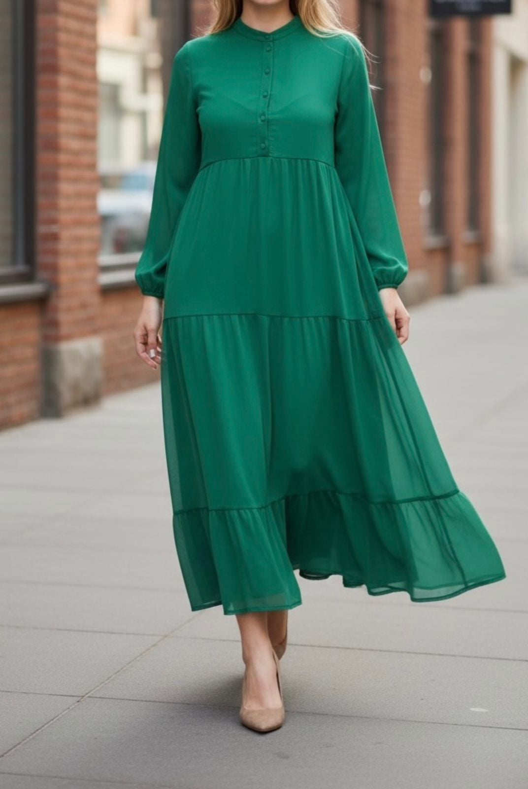 Dress Lined Plus Green