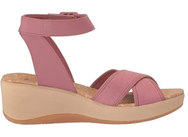 CLARKS Footwear Women's Step Cali Coast Wedge Sandal Mauve Canvas