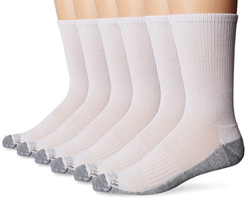 FRUIT OF THE LOOM Clothing Men's Essential 6 Pack Casual Crew Socks Arch Support