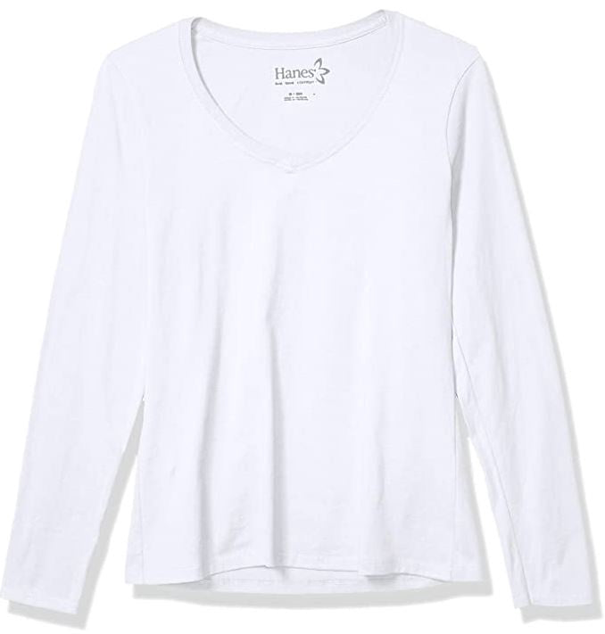 HANES Top Long Sleeve Tee White