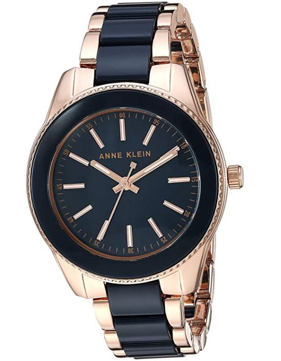 ANNE KLEIN Watch Women's Resin Bracelet Black Gold 3214NVRG