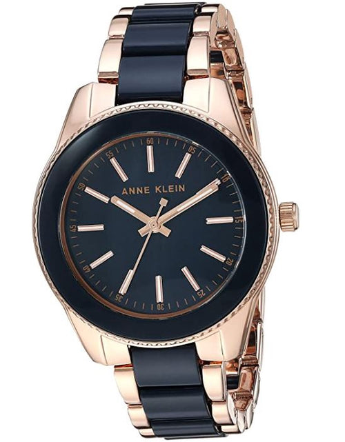 ANNE KLEIN Watch Women's Resin Bracelet Black Gold 3214NVRG
