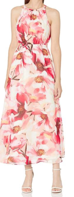 NINE WEST Dress Floral Maxi Peach