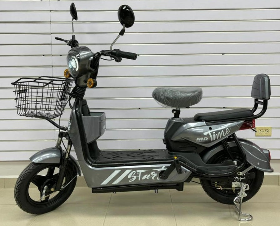 Electric Bike Md Time Start GE-GRAY with Mirrors, Turn Signals, Alarm and Charger Ebike